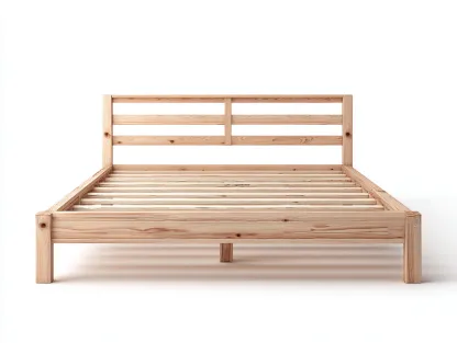 Camas dobles madera maciza 200x160x90 cm - madera natural - diseño sencillo para dormitorio-Homigoyard