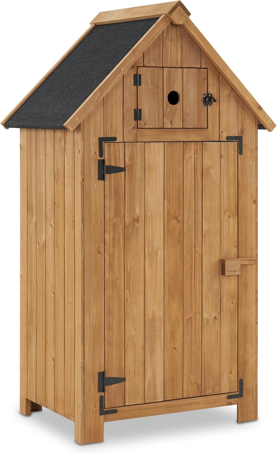 MCombo Kleiner Gartenschrank Holz Outdoor Gerätehaus wetterfest Balkon Terrasse 77x54x137cm Natur Modell 0733-Cottagethub