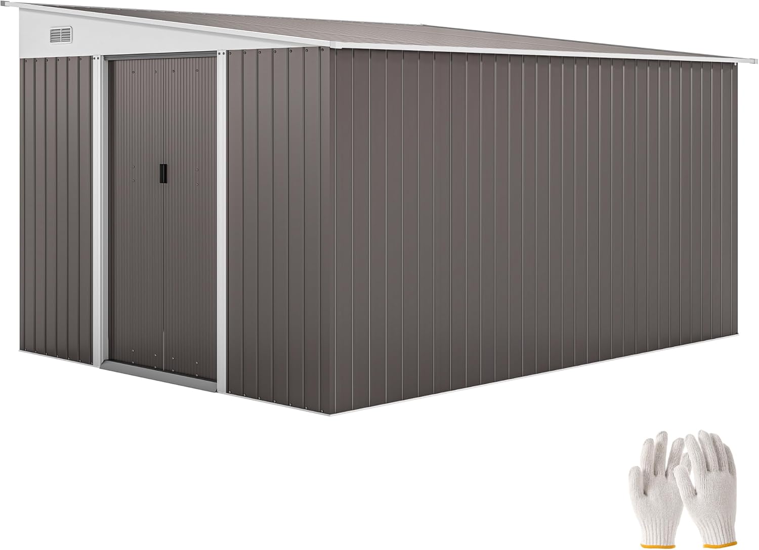 Outsunny Metall Gerätehaus 280x345x201cm 19,4m³ Gartenschuppen mit Pultdach Schiebetür wetterfest Outdoor Geräteschuppen Anthrazit Grau-Cottagethub