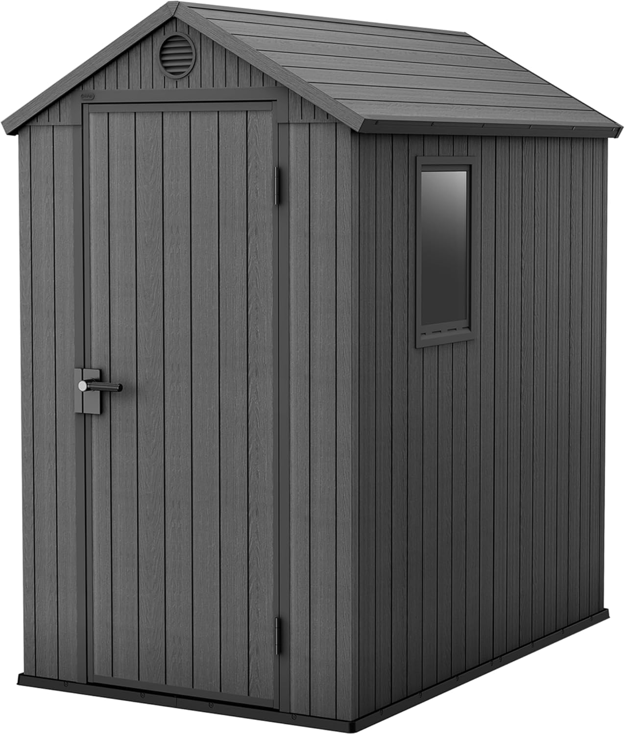 Keter Gerätehaus Darwin 4x6 Kunststoff Gartenhaus Grau, wartungsfrei wetterfest wasserdicht mit Unterboden, 184,5 x 125,8 x 205 cm Outdoor Geräteschuppen-Cottagethub
