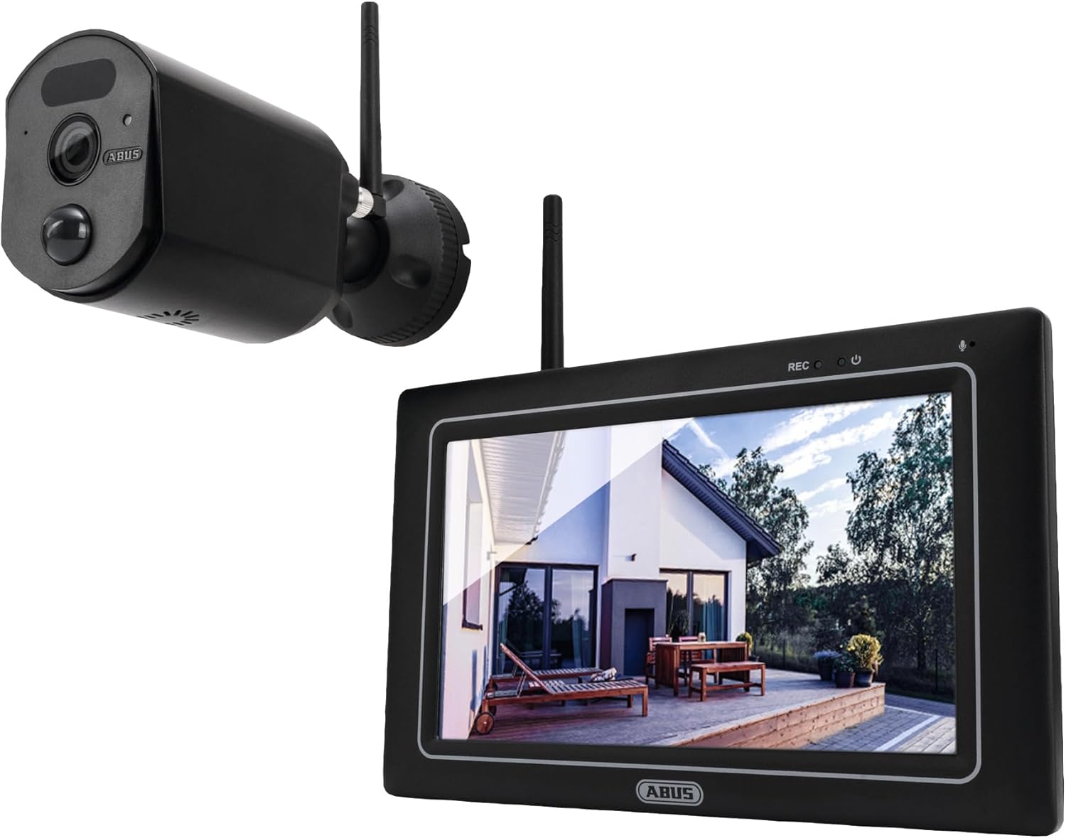 ABUS EasyLook BasicSet PPDF17000 Überwachungskamera Set mit Monitor, 1080p HD, tragbarer Touchscreen, Nachtsicht, Gegensprechfunktion, Alarm- und Aufnahme-Modus-Cottagethub