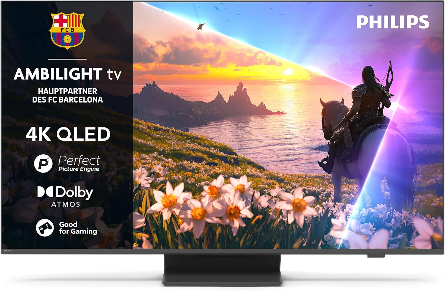 Philips Ambilight 55PUS8600 55 Zoll 4K QLED Smart TV mit P5 Perfect Picture Engine Ultra HD Titan OS Dolby Vision Dolby Atmos WLAN HDMI-Cottagethub