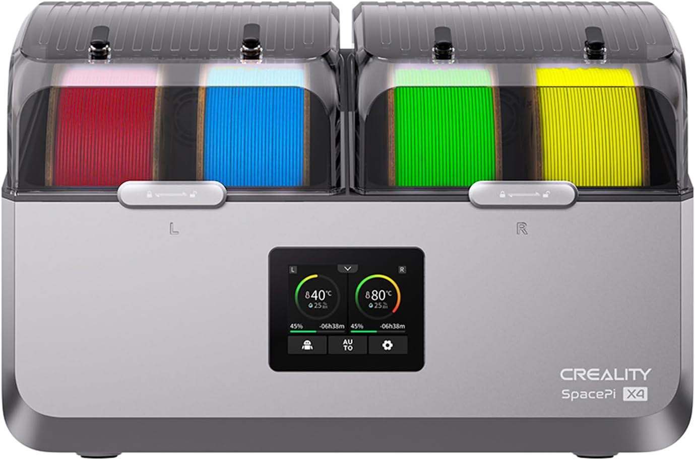 Creality SpacePi X4 Filament Trockner, 4-Spulen Filament Dryer Box mit 2 unabhängigen Heizkammern, maximale Temperatur 85 °C, energiesparender Aufbewahrungsmodus, geeignet für PLA TPU PETG ABS Nylon-Cottagethub