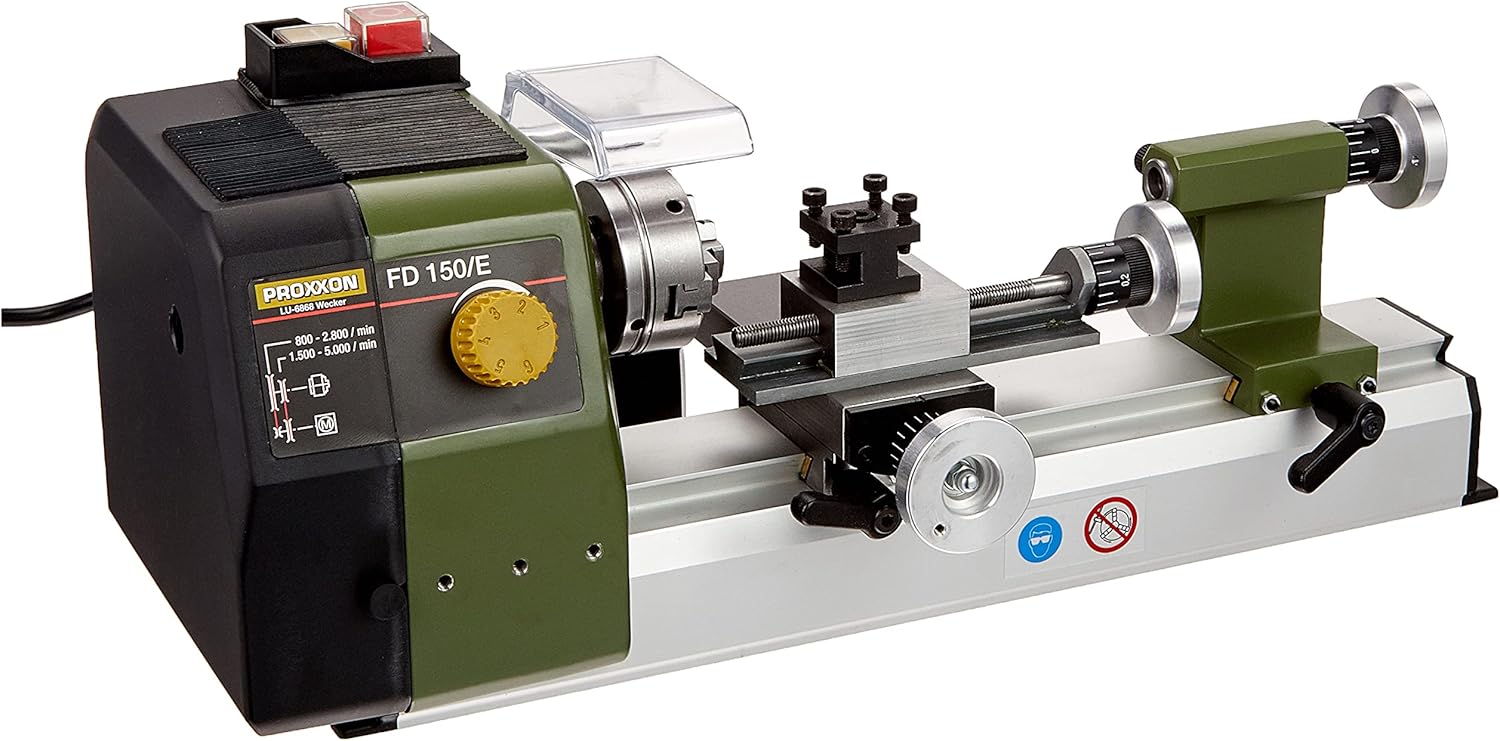 PROXXON FD 150 E Feindrehmaschine Mini Drehbank 230V, präzise Tischdrehmaschine für Modellbau Metallbearbeitung und Feinmechanik-Cottagethub