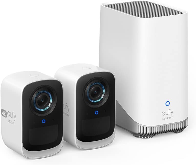 eufy Security eufyCam S300 3C 4K kabellose Überwachungskamera Außen mit Gesichtserkennung, KI-Erkennung, Farb-Nachtsicht, 2-Wege-Audio, erweiterbarem Speicher bis 16TB, gebührenfreie Nutzung, Set 2+1-Cottagethub