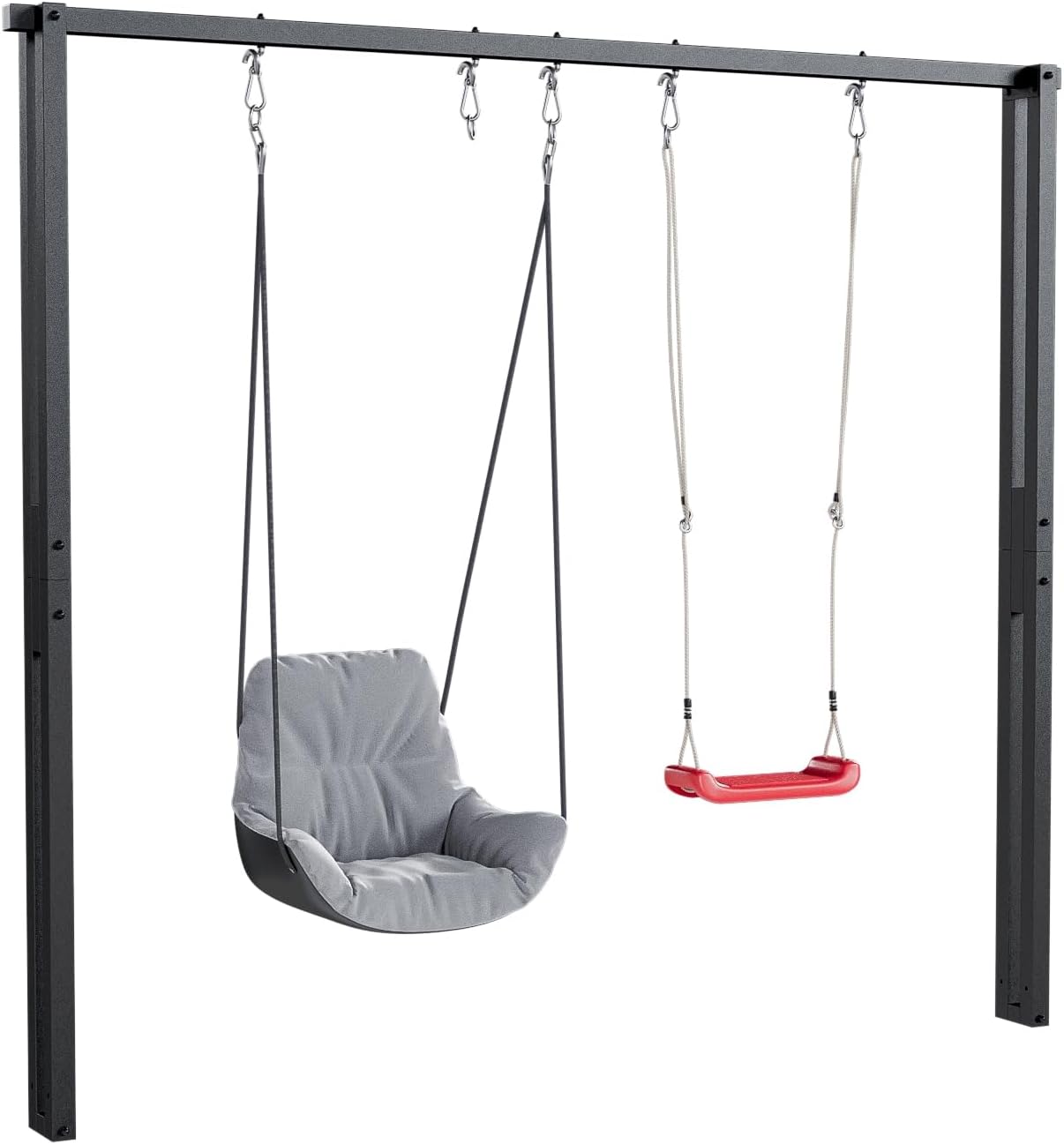 QLS Schaukelgestell 260 cm Doppelschaukel Gerüst aus Stahl Schwarz, stabiles Nestschaukelgestell für Garten und Outdoor Nutzung, Größe 2,6 x 2,9 m, belastbar und robust-Cottagethub