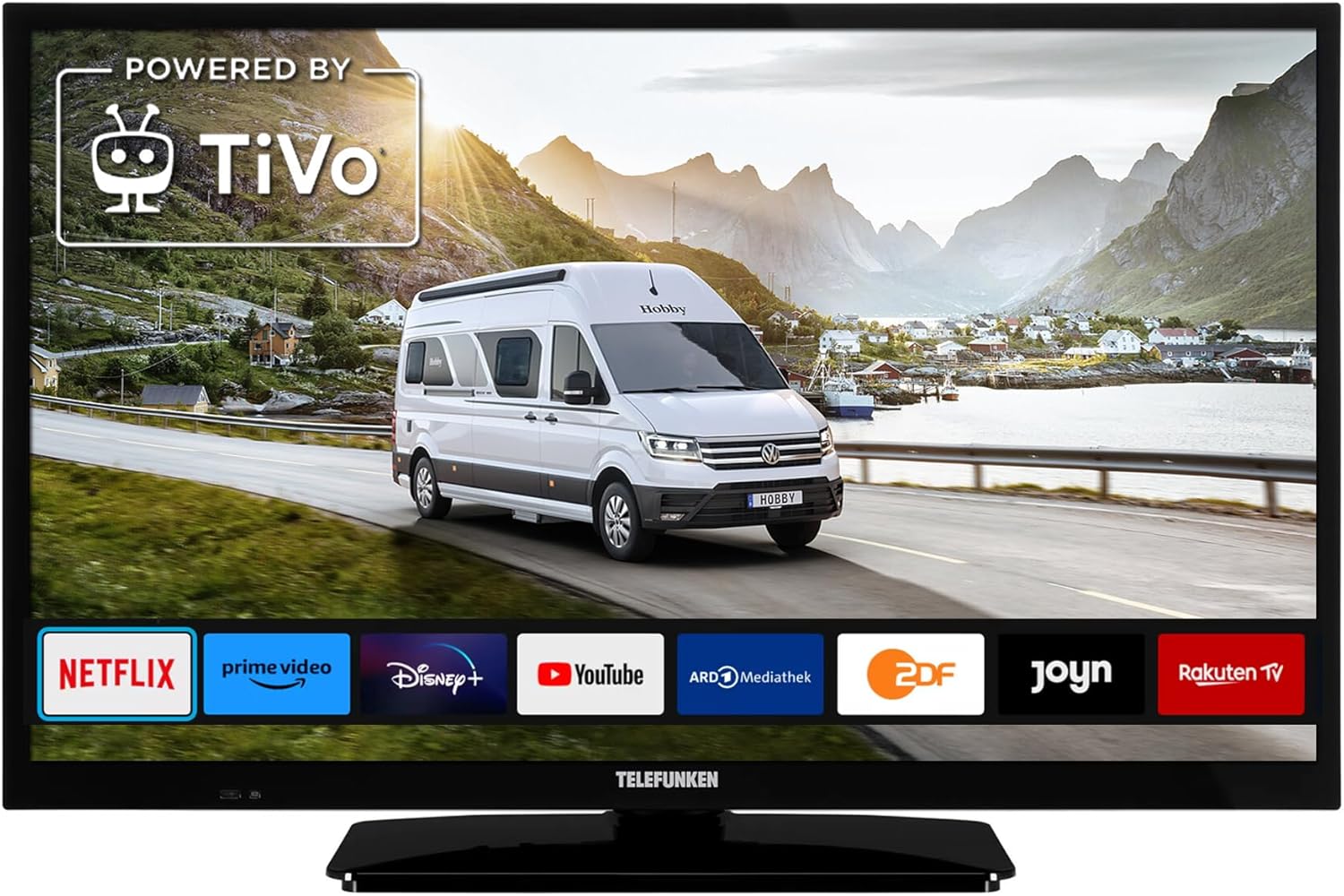 TELEFUNKEN T24X820 24 Zoll HD Smart TV 12V 230V mit Triple Tuner WLAN HDMI für Wohnmobil Wohnwagen LKW Boot und Zuhause-Cottagethub