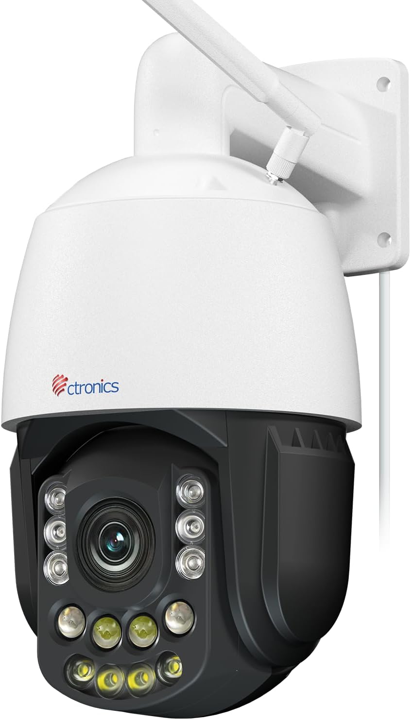 Ctronics CTIPC-870 4K WLAN Überwachungskamera Außen mit 30X 3D optischem Zoom, 180m Nachtsicht, Auto Tracking und Zoom, Personen-, Fahrzeug- und Tiererkennung, 2,4/5GHz WiFi, 256GB TF Karte, Cloud FTP Unterstützung-Cottagethub