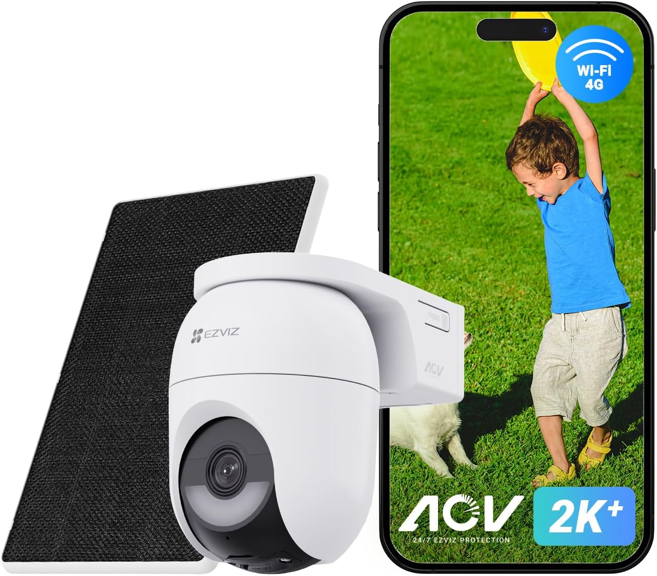 EZVIZ 4G LTE Überwachungskamera außen ohne WLAN 4MP PTZ 360° Kamera mit Akku, Farbnachtsicht, Personen- und Fahrzeugerkennung, 2-Wege-Audio, WLAN6 & 4G, CB8 Lite mit Solarpanel-Cottagethub