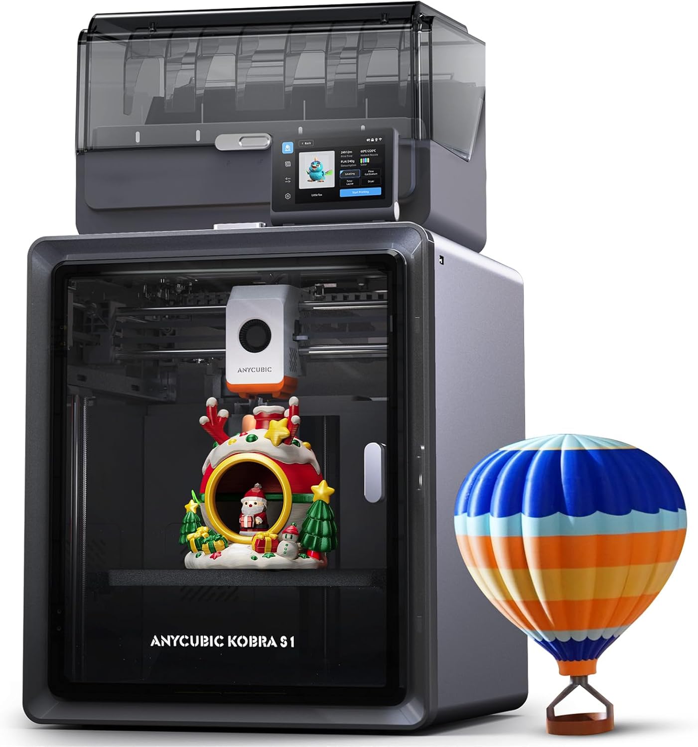 Anycubic Kobra S1 Combo 3D-Drucker mit Filament-Trocknung während des Drucks, Hochgeschwindigkeits FDM 3D-Drucker bis 600 mm/s, intelligenter Druck, Druckgröße 250 x 250 x 250 mm, Schwarz-Cottagethub