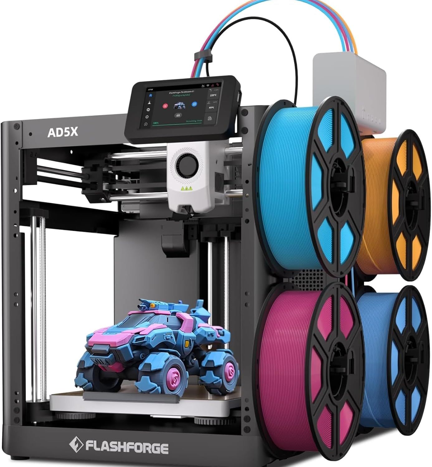 Flashforge Adventurer 5X 3D Drucker Mehrfarbendruck mit IFS System, vollautomatische Nivellierung, 600mm/s Geschwindigkeit, unterstützt PETG CF, kompatibel STL OBJ GCODE-Cottagethub