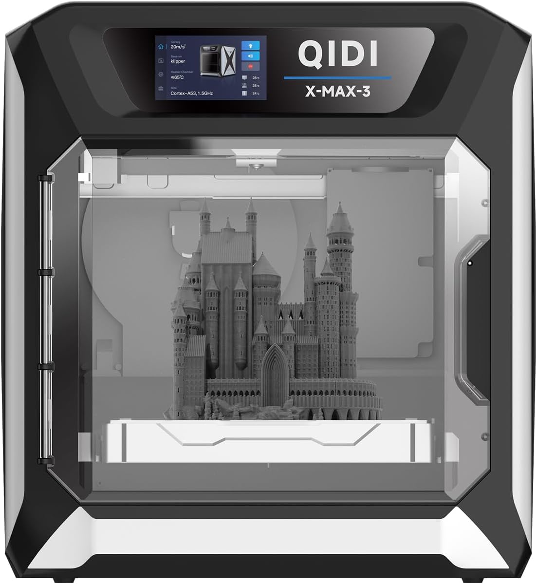 QIDI MAX3 3D-Drucker, industrieller FDM 3D-Drucker mit extragroßem Druckformat 325 x 325 x 315 mm, 600 mm/s Hochgeschwindigkeit, 350 °C Hotend, 65 °C Kammerheizung, Auto-Nivellierung, Schwarz-Cottagethub