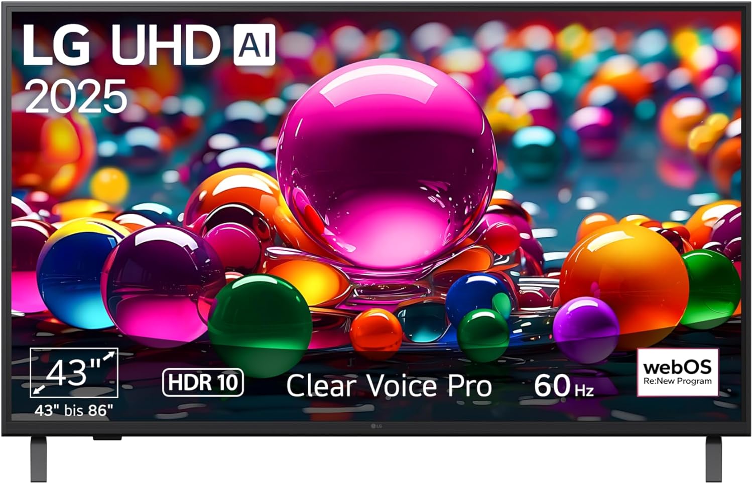 LG 43 Zoll 4K UHD AI Smart TV UA75006LA mit a7 Gen8 Prozessor webOS 25 60Hz WLAN HDMI LED Fernseher Modell 2025-Cottagethub