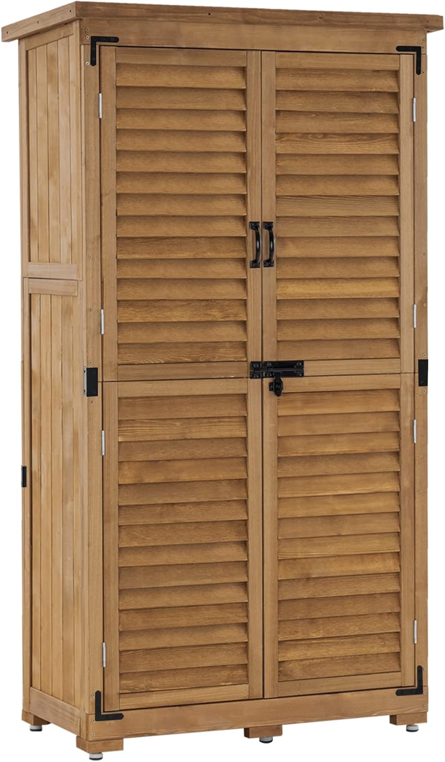 MCombo Gartenschrank Holz 0870 Geräteschrank Outdoor 47x87x160cm Werkzeugschrank Gartenbox Natur Braun für Garten und Terrasse-Cottagethub