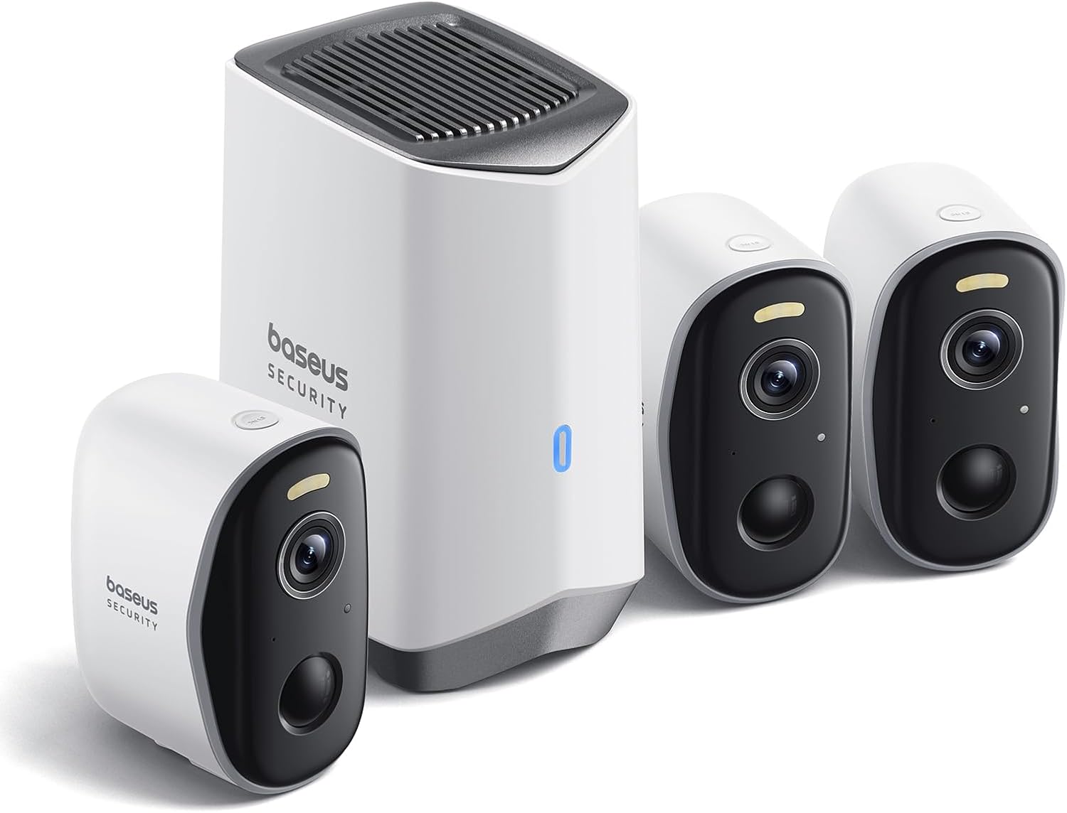 Baseus WLAN Überwachungskamera Außen kabellos 2K HD, 210 Tage Akku, IP67 wetterfest, 145° Weitwinkel, Nachtsicht, 16GB Speicher erweiterbar bis 16TB, N1 3 Cam Kit-Cottagethub