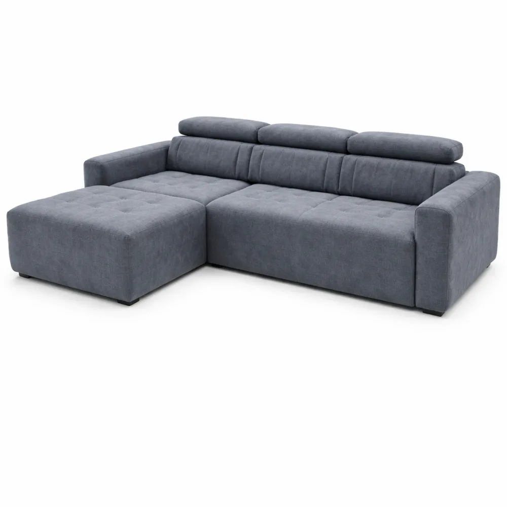 Canapé d'angle en L avec dossier réglable, rembourré, gris foncé