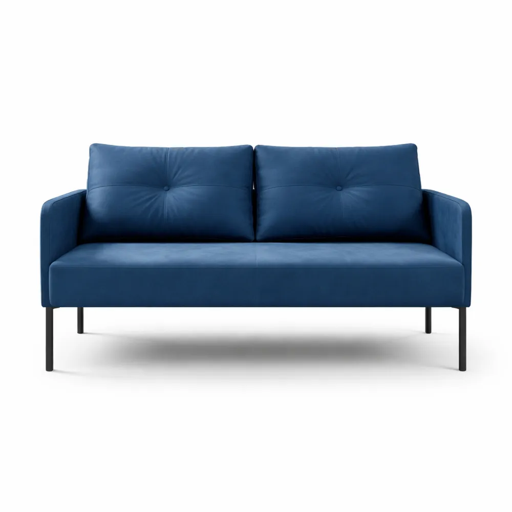 Canapé 2 Places Minimaliste avec Dossier Haut Confortable, Tissu Respirant, Couleur Bleu