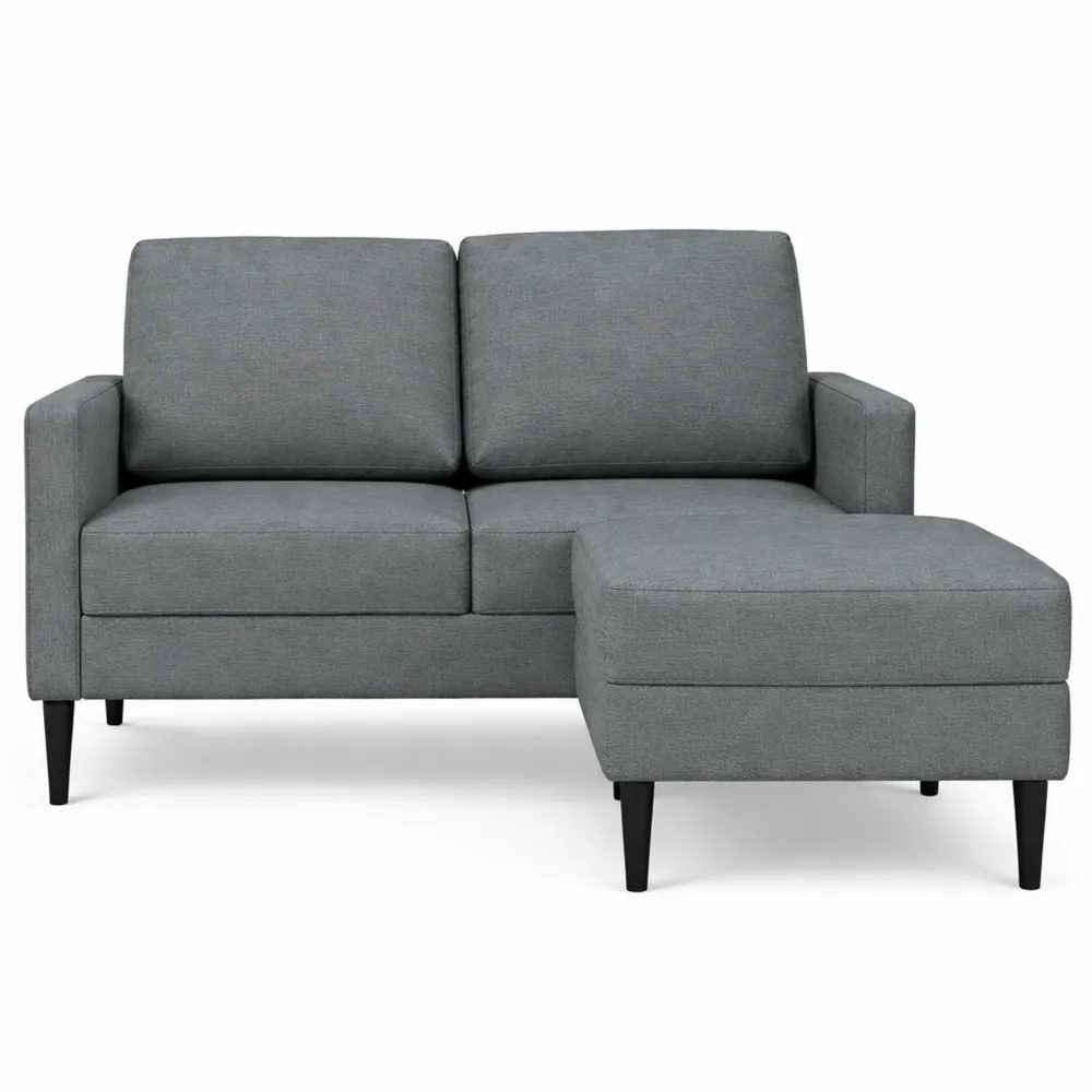 Sofa d'angle 2 places en L - Gris foncé - Tissu confortable - Usage salon