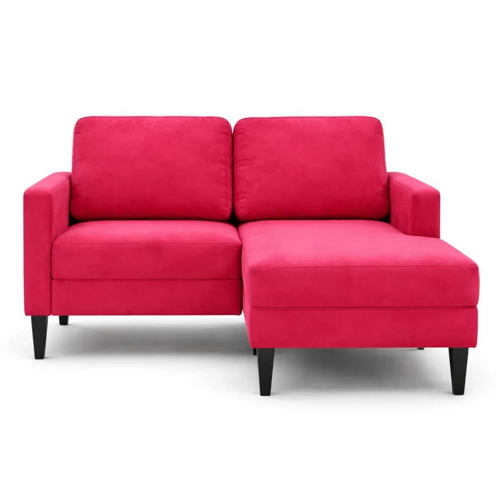 Canapé d'angle en L 2 places Rouge Bordeaux 125 cm