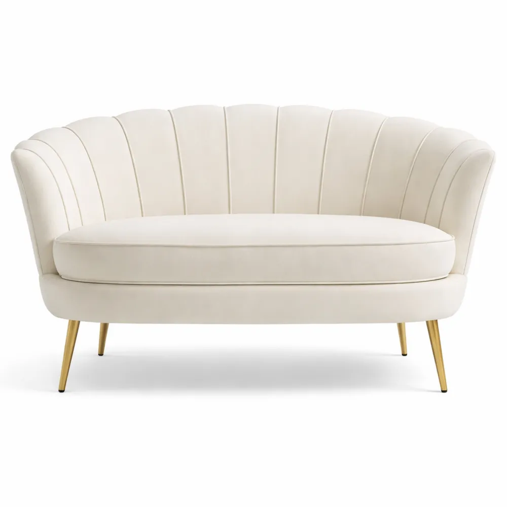 Canapé Velours 2 Places Coquillage avec Coussin Épais