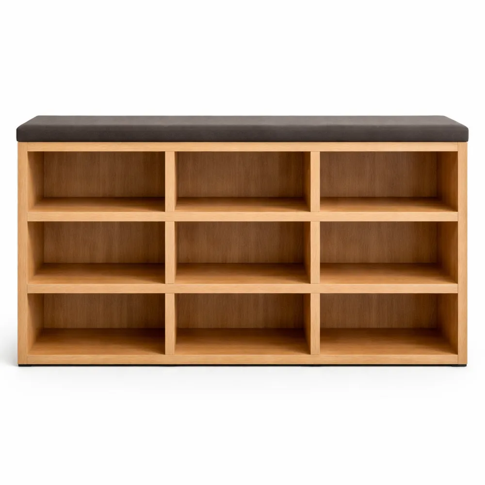 Banc d'entrée avec rangement pour chaussures en chêne