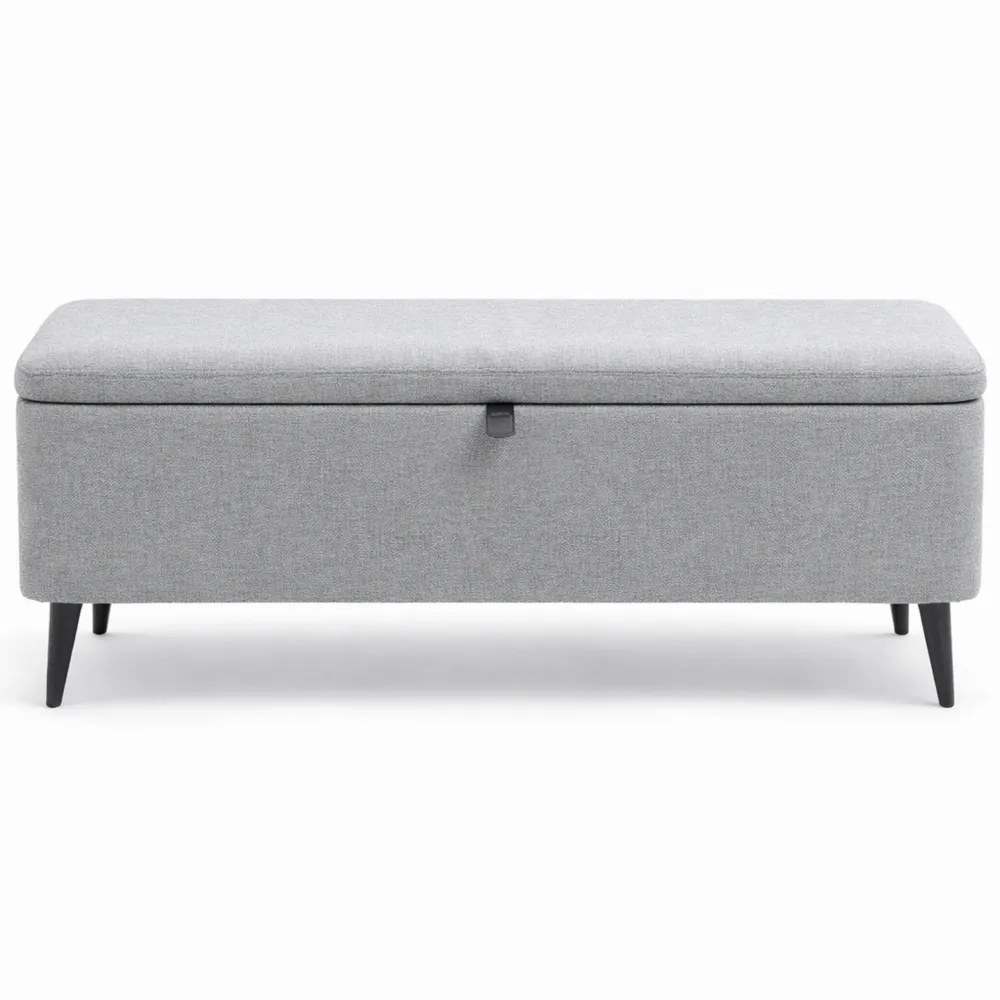 Coffre de rangement en tissu avec pieds en acier noir, gris