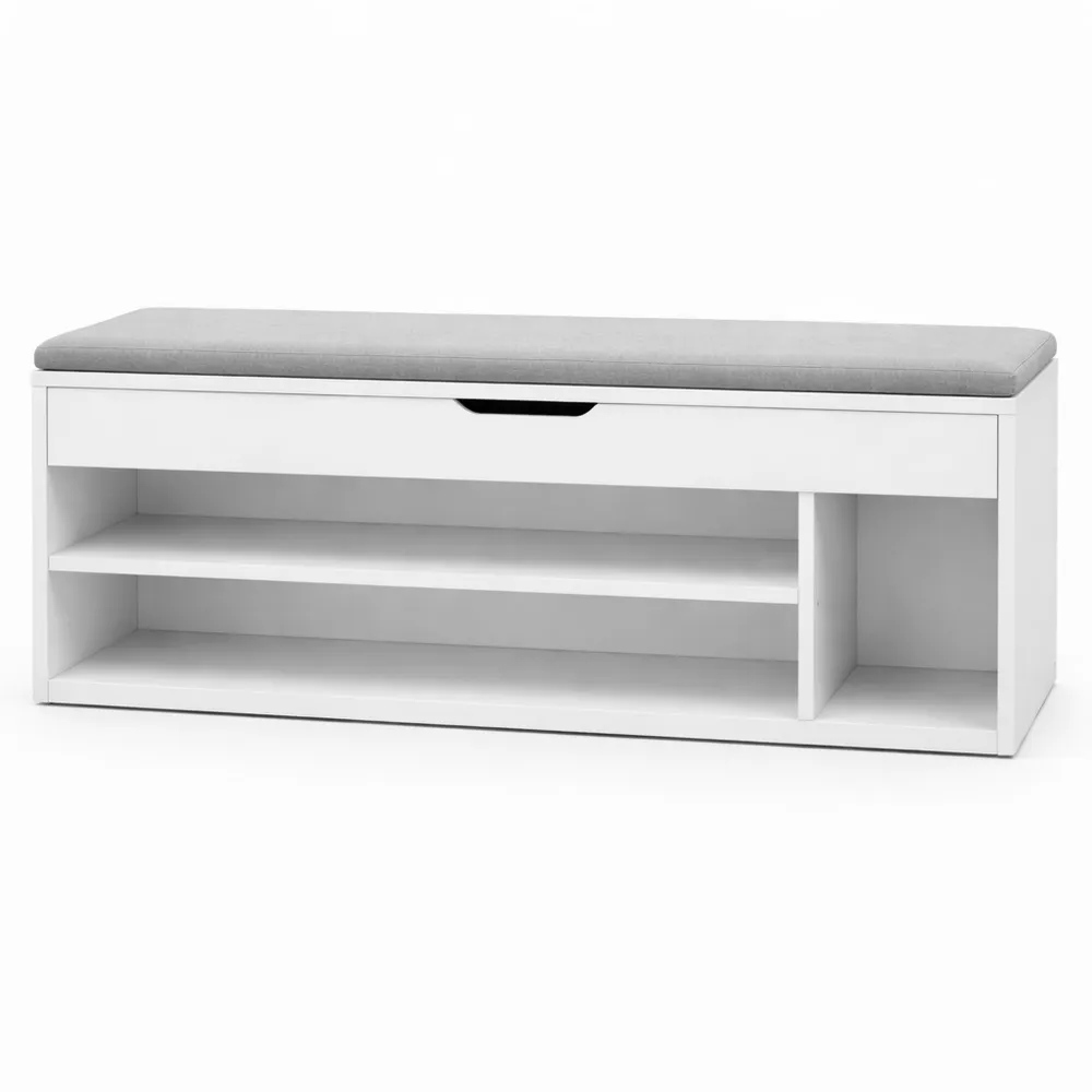 Banc de Rangement à Chaussures avec Compartiments et Siège Rembourré