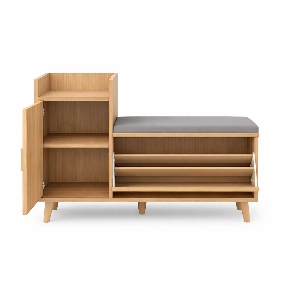 Banc de Rangement avec Coussin et Tiroir pour Entrée