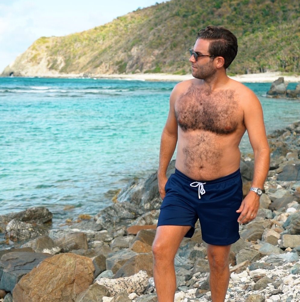 The Smooth Sailor - Navy Swim Trunks