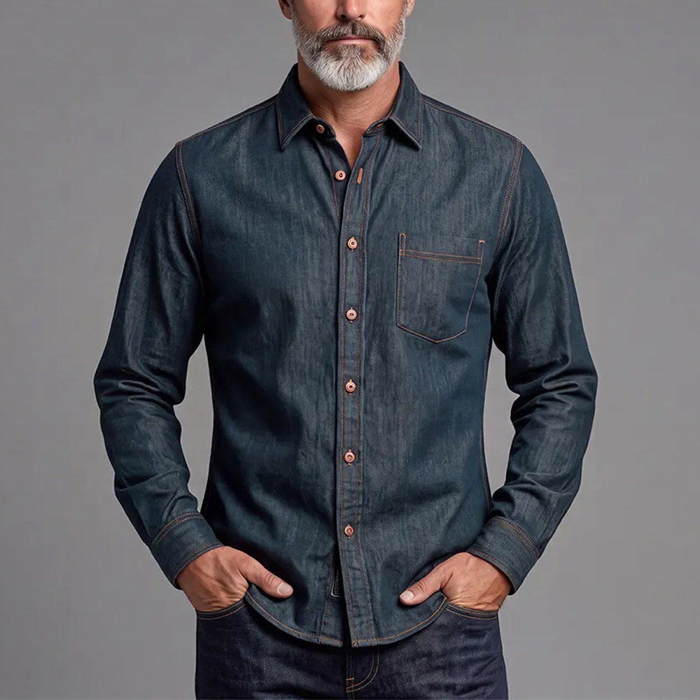 Casual Denim Shirt Jacket For Men