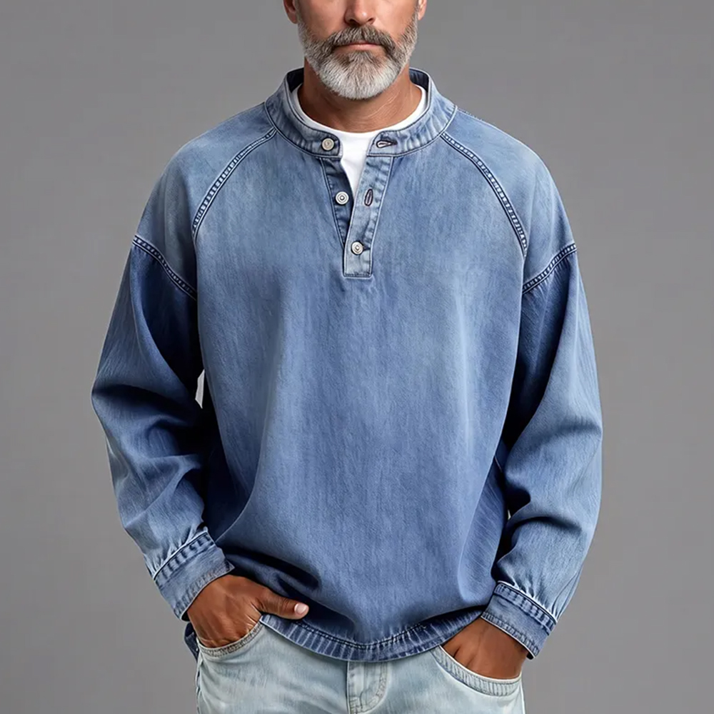 Men's Distressed Denim Casual Shirt
