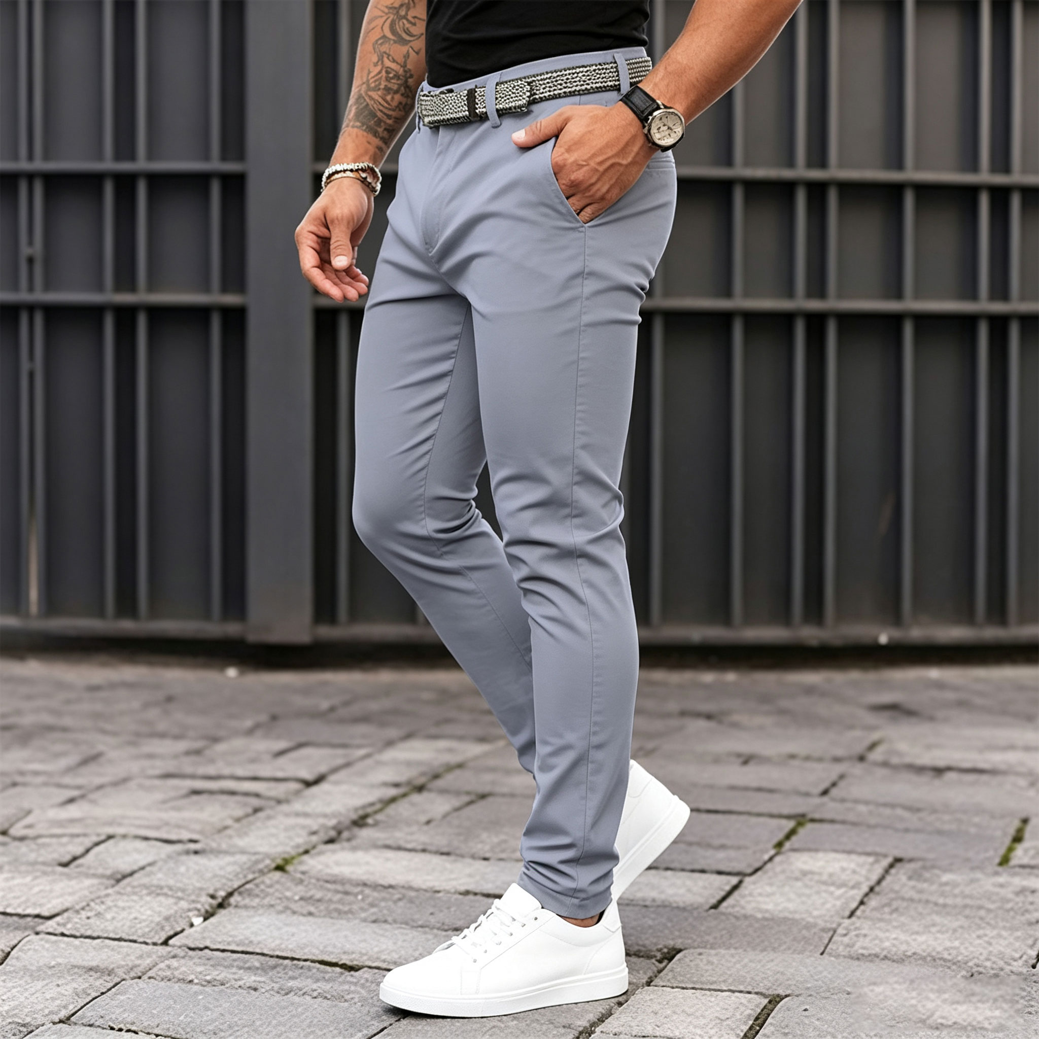 Men's Regular-Fit Casual Pants with Front Pockets