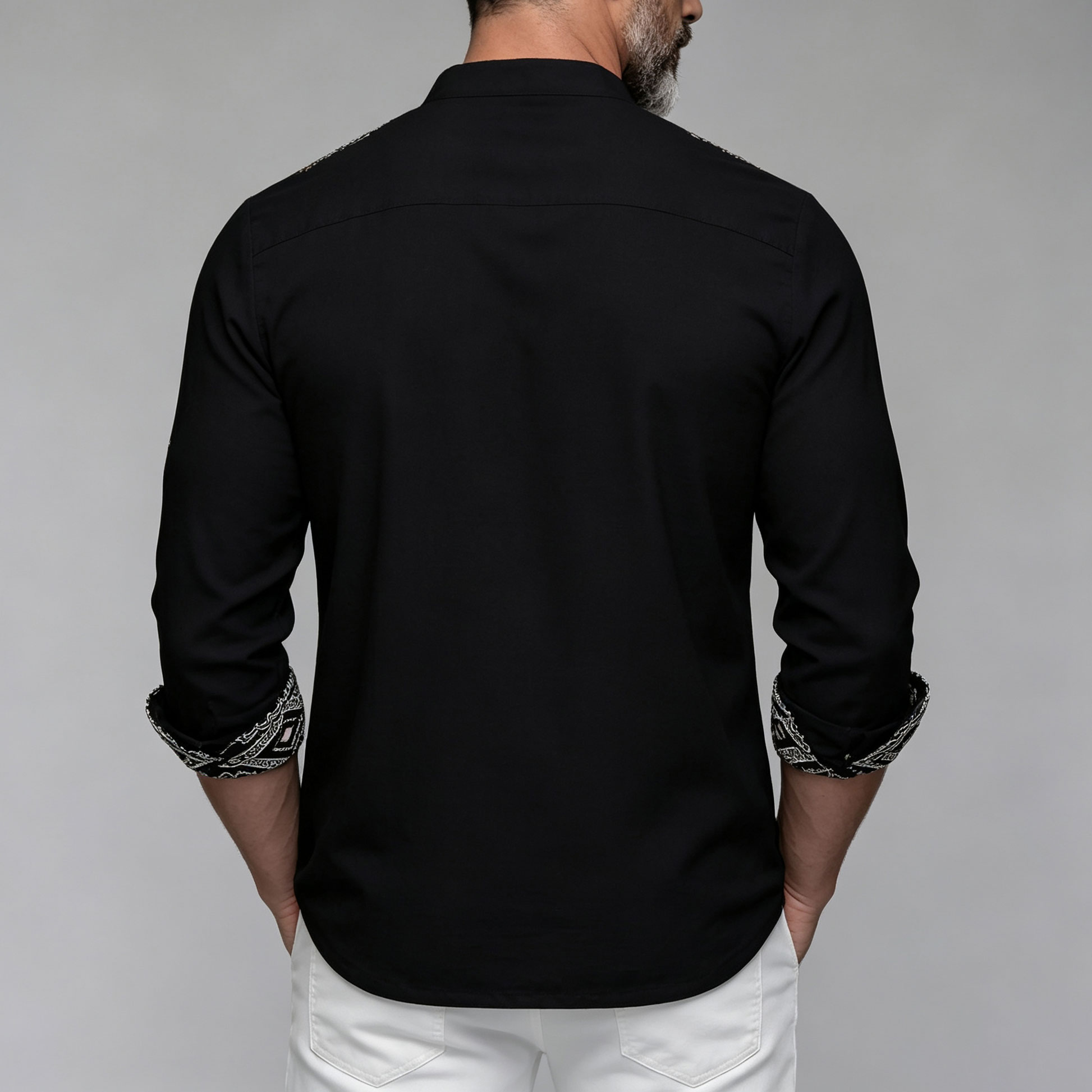 Men's Ethnic Geometric Print Stand Collar Shirt