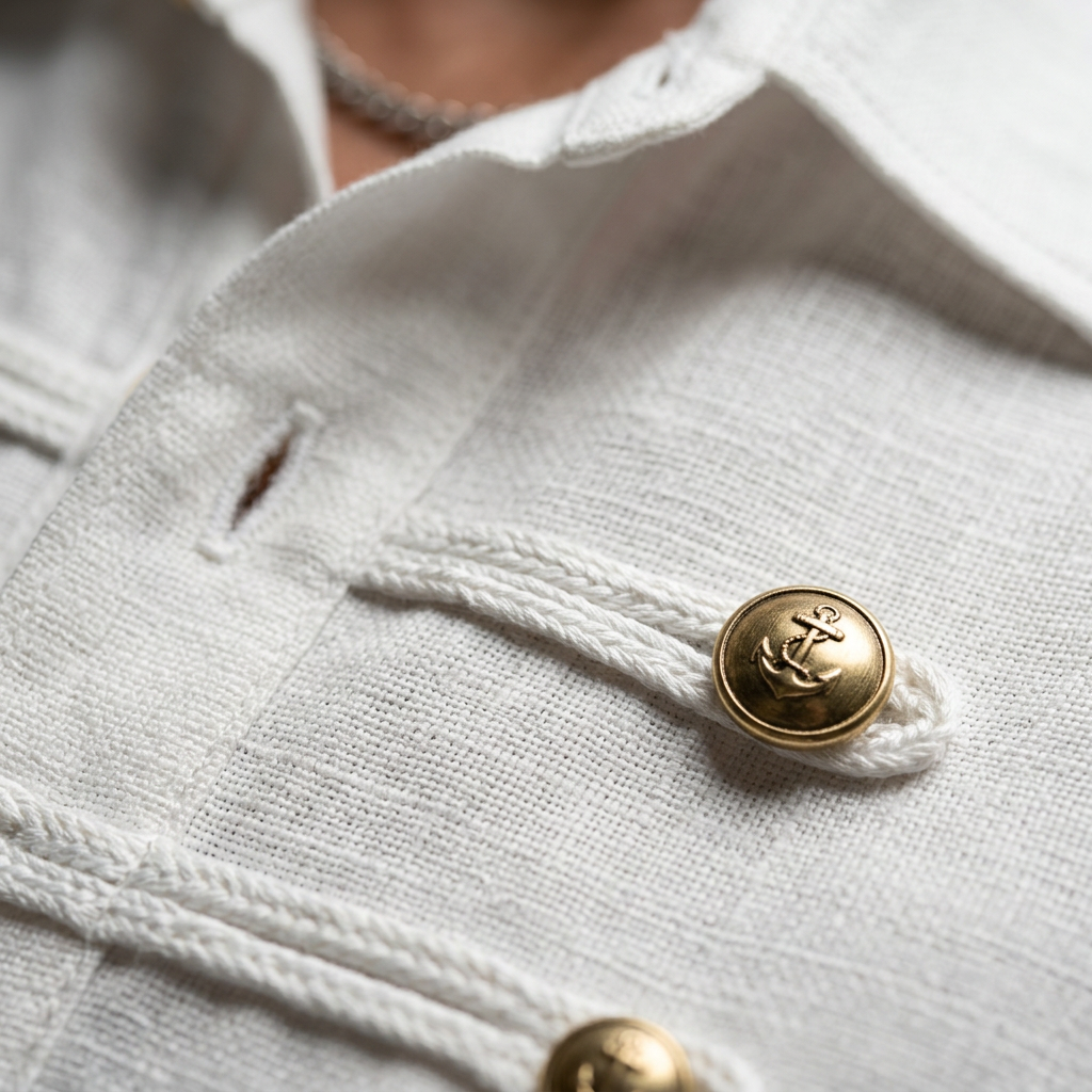 Men's Retro Frogging Detail Golden Button Decor Short Sleeve Shirt