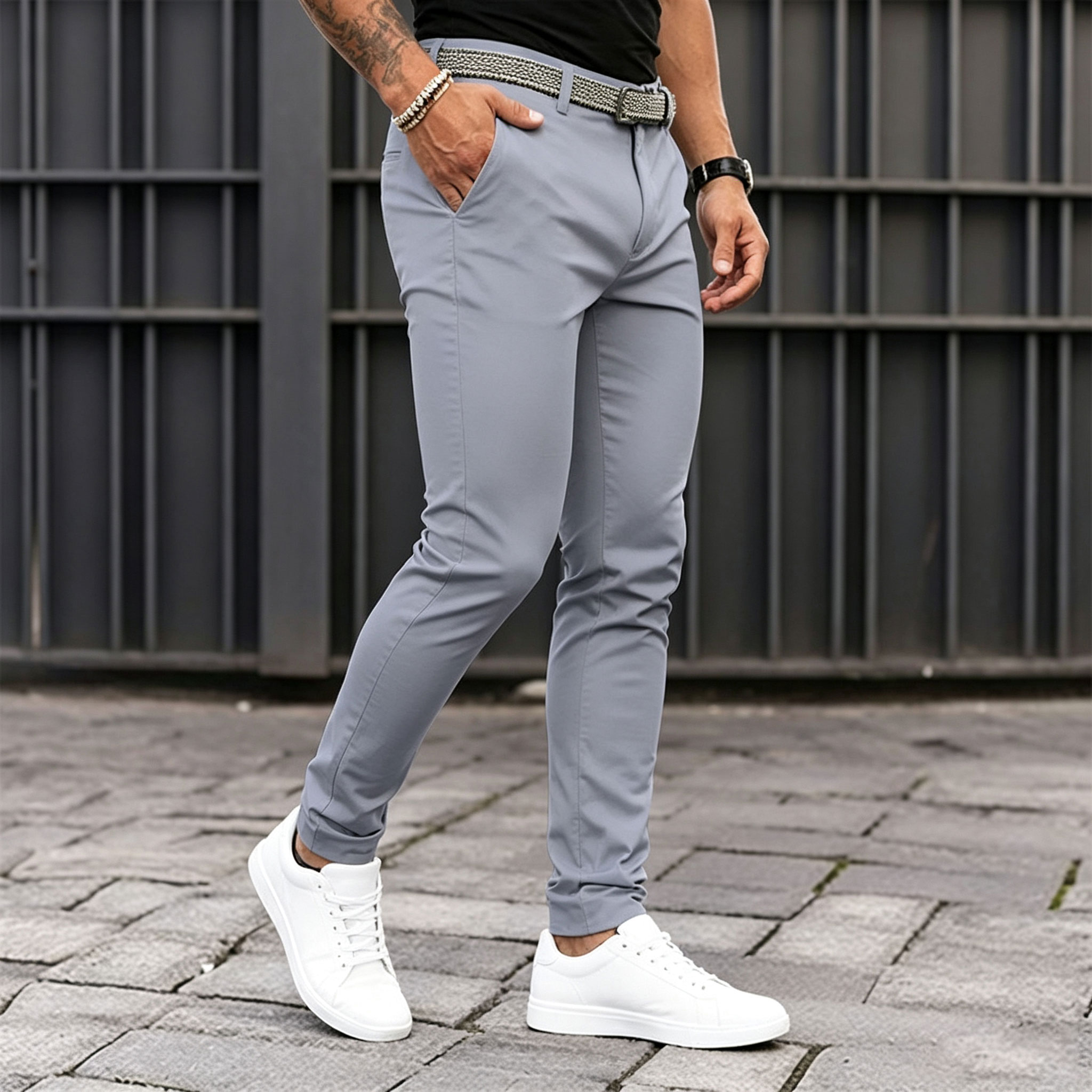 Men's Regular-Fit Casual Pants with Front Pockets