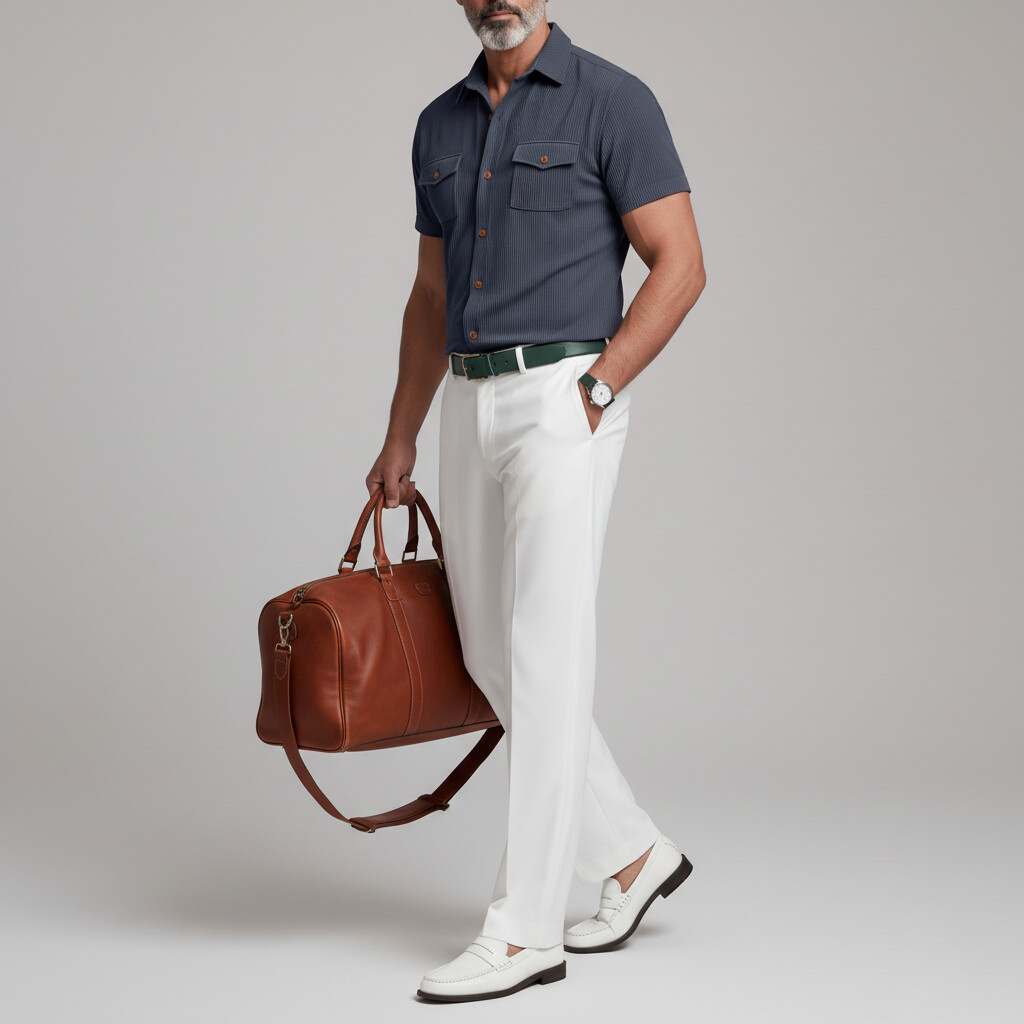Men's Casual Corduroy Solid Color Multi-Pocket Shirt