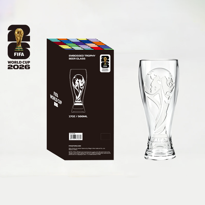 Official FIFA World Cup 2026 Edition – Pilsner Beer Glass & 6" Trophy Bottle Opener Set (Individually Boxed)