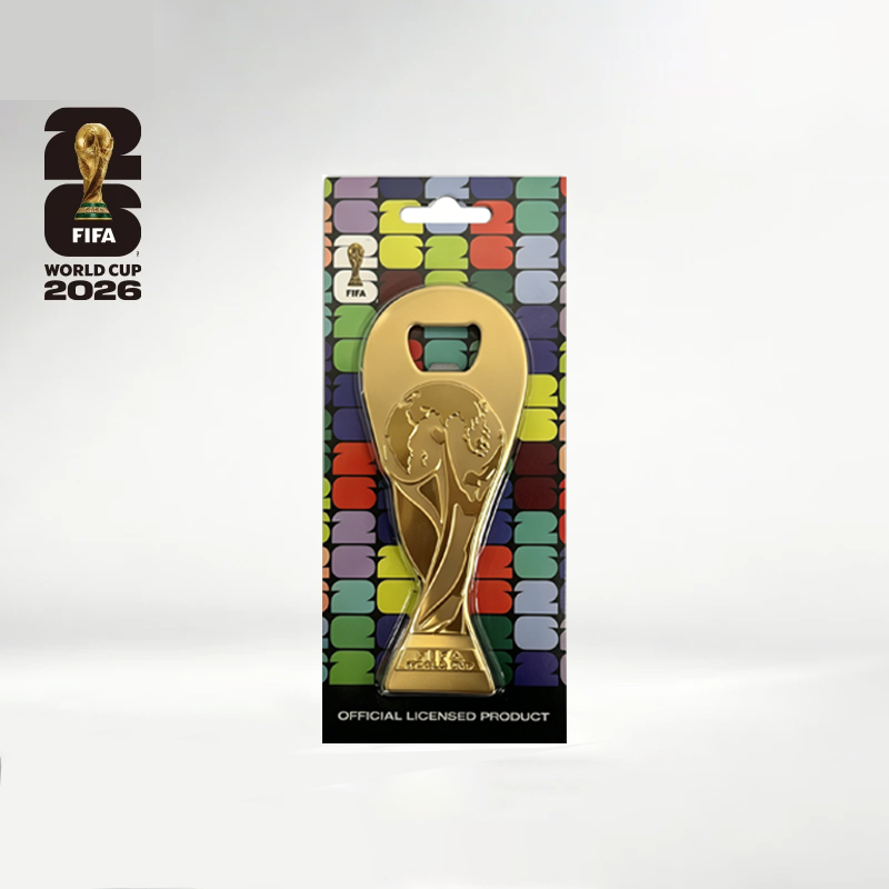 Official FIFA World Cup 2026 Edition – Pilsner Beer Glass & 6" Trophy Bottle Opener (Individually Boxed)