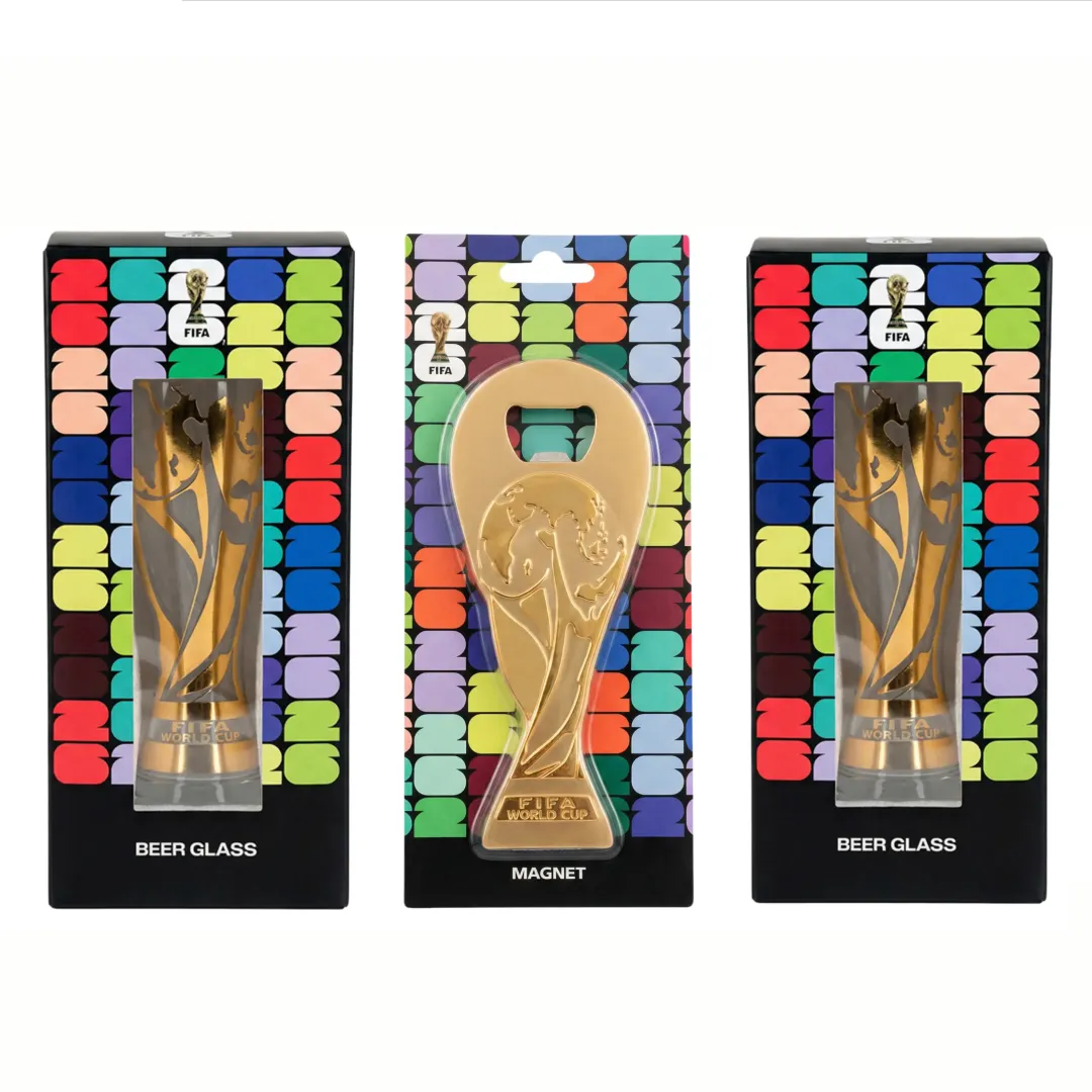 2026 FIFA World Cup Official Commemorative Edition — 17 oz. Glass Beer Mug & Bottle Opener Gift Box Set