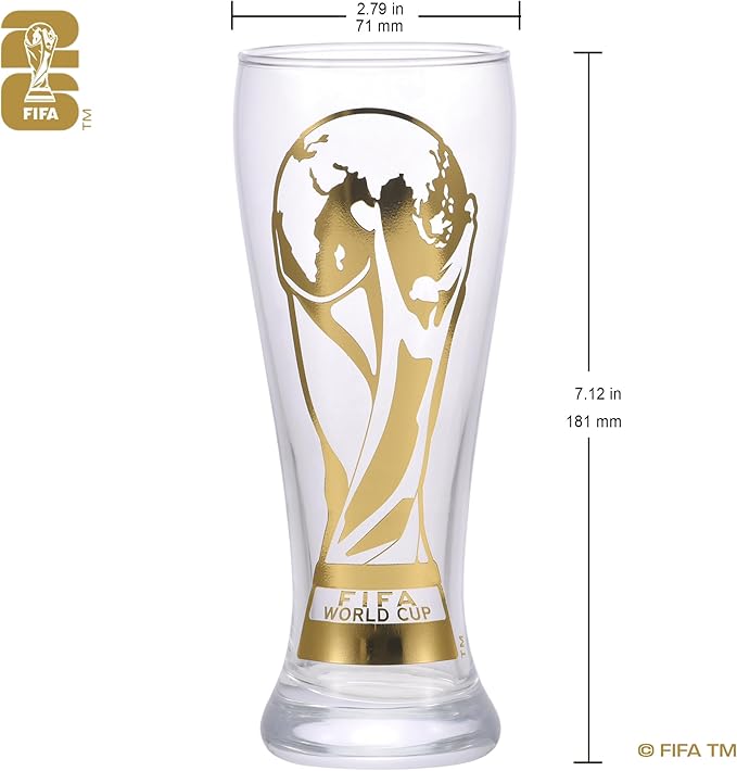 Official FIFA World Cup 2026 Edition -11oz Trophy Beer Glass​ - A Historic, Once-in-a-Lifetime Collector’s Item - Durable & Elegant, its Perfect for Everyday Enjoyment of Your Favorite Beers