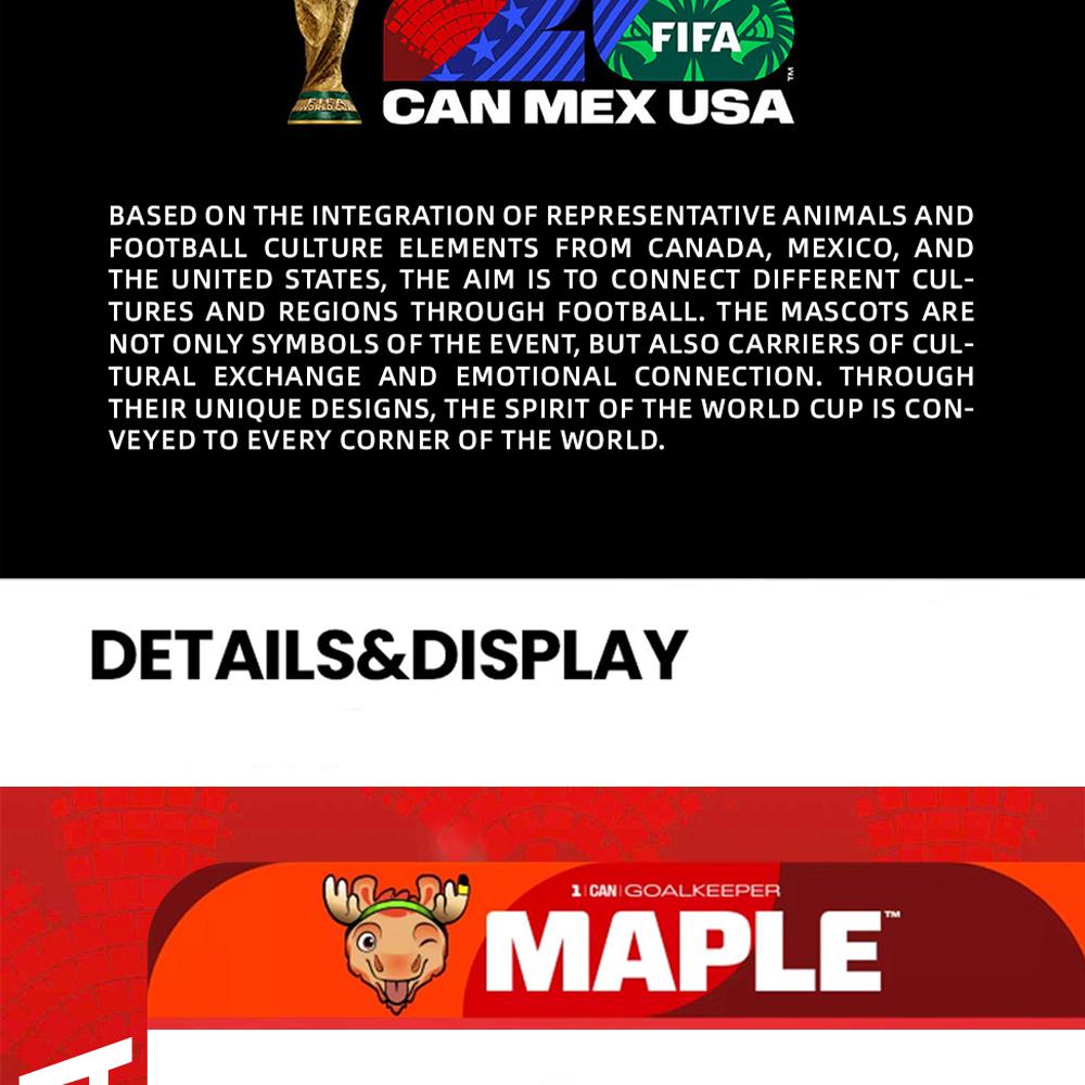 【Official FIFA Licensed】 2026 FIFA World Cup Mascot Collection Set (Canada Maple, Mexico Zayu, USA Clutch, 3 Pcs/Set, 6cm/2.36inch) Collectible Soccer Figurine Model Fan Memorabilia Gift