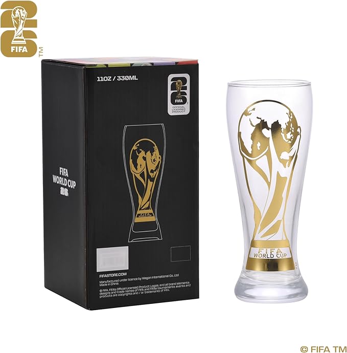 Official FIFA World Cup 2026 Edition -11oz Trophy Beer Glass​ - A Historic, Once-in-a-Lifetime Collector’s Item - Durable & Elegant, its Perfect for Everyday Enjoyment of Your Favorite Beers