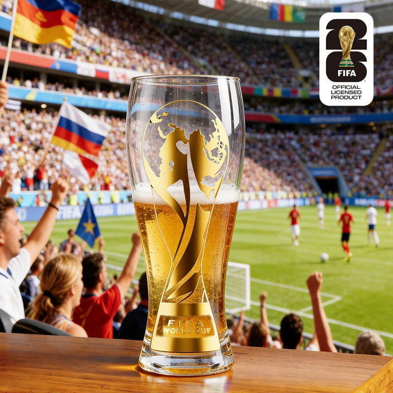 Official FIFA World Cup 2026 Edition – Pilsner Beer Glass & 6" Trophy Bottle Opener Set (Individually Boxed) 11 oz