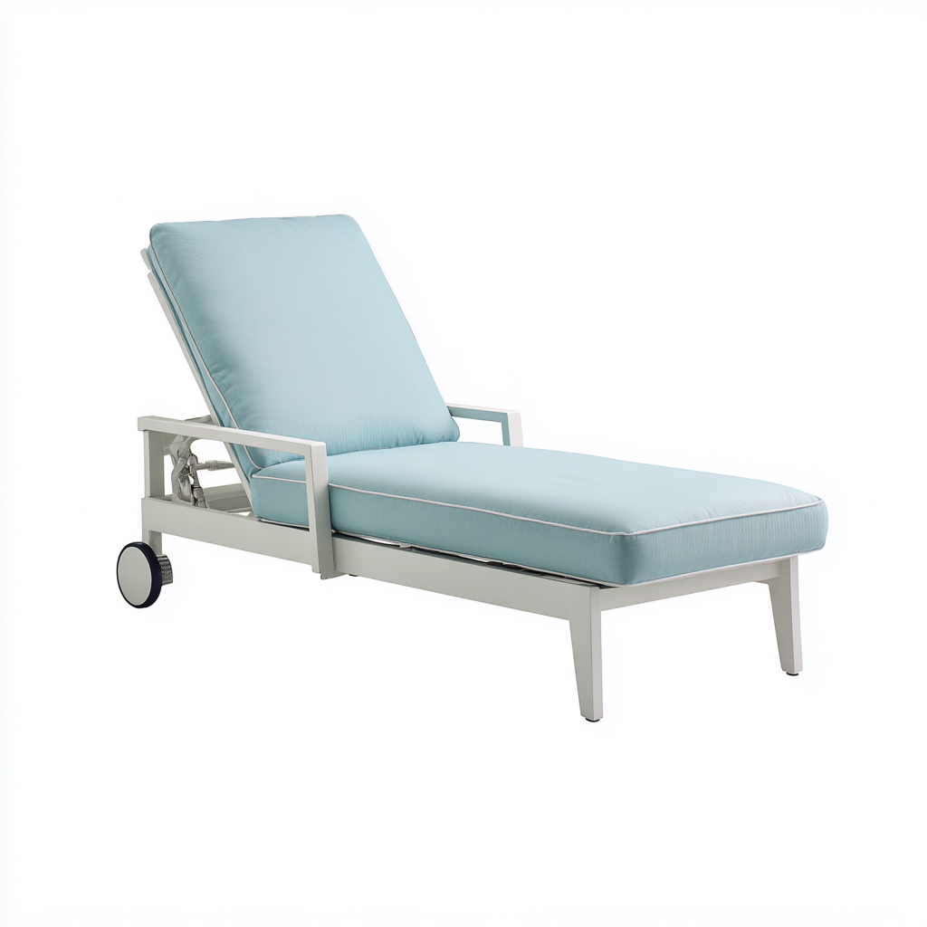 Sonnenliege Aluminium Stoff 200x70x95 cm - hellblau-weiß - geeignet für Garten - modernes Design-Havengoio