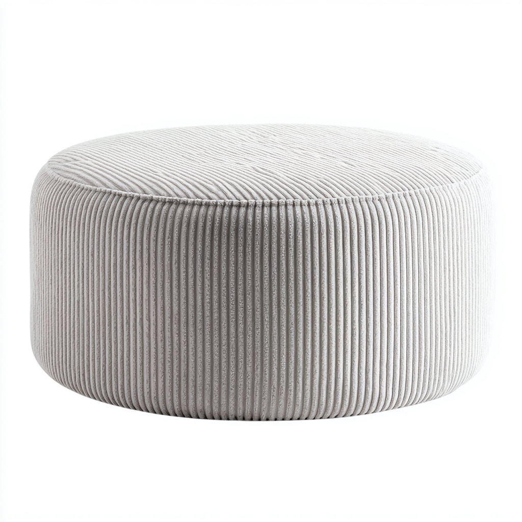 Fußhocker - Stoffgewebe Runddesign 55x55x35 cm - Hellgrau - Modernes Design-Havengoio