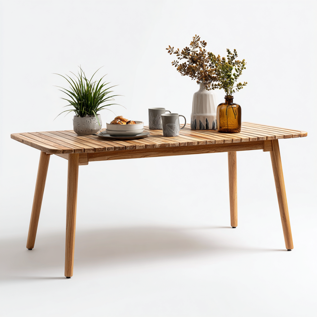 Gartentisch Massivholz 180x90x75 cm - natur - modern für Garten-Havengoio