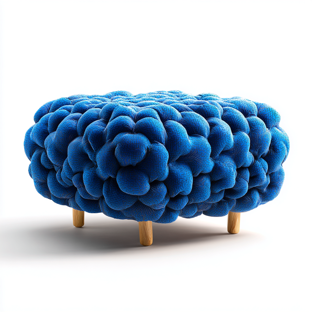 Fußhocker-Stoff-Holz-70x50x45 cm-Blau-Modernes Design-Havengoio