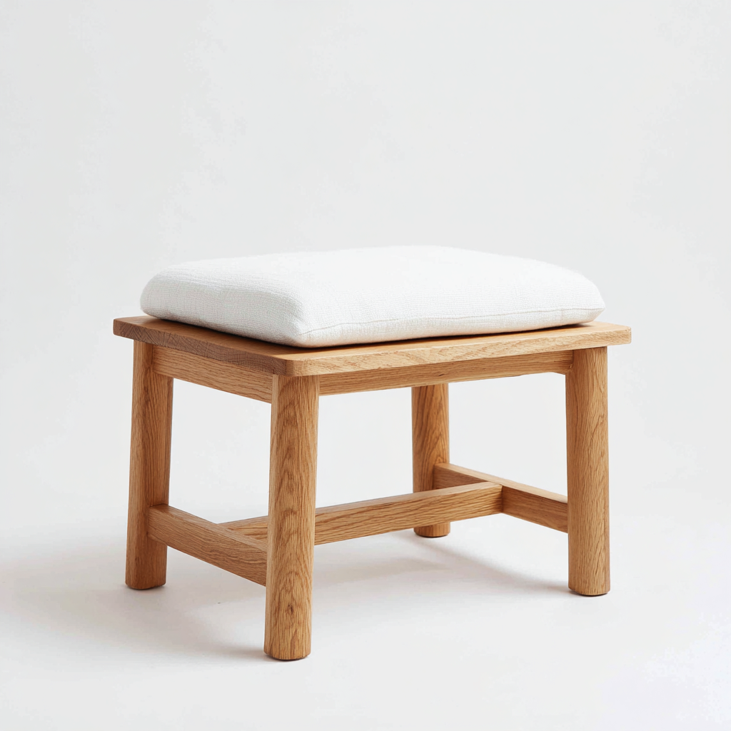 Fußhocker-Holz-40x40x40 cm-Weiß-Holz-Modernes Design-Havengoio