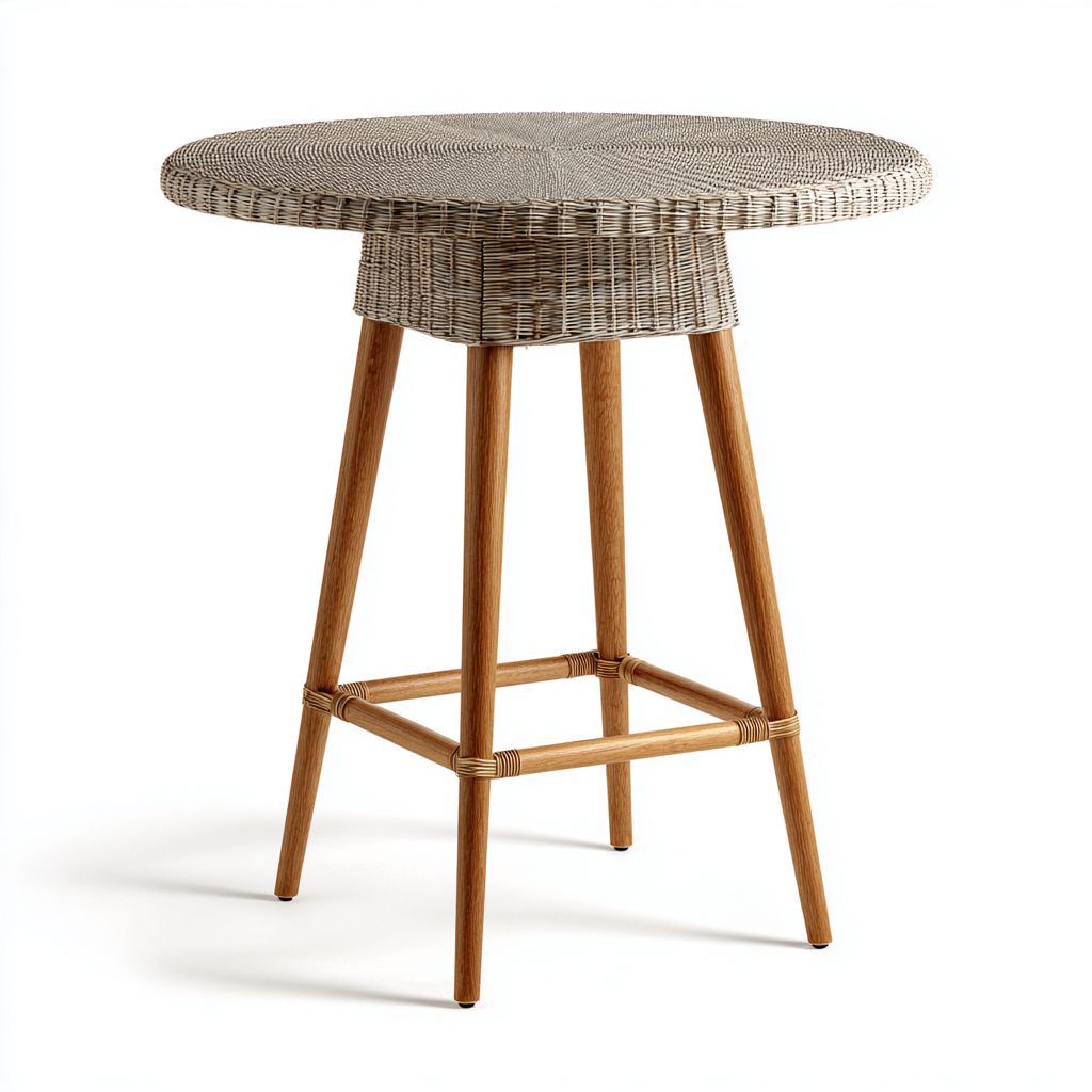 Gartentisch Rattanoptik Holzgestell 68x68x95 cm - beige-natur - geeignet für Garten - modernes Design-Havengoio