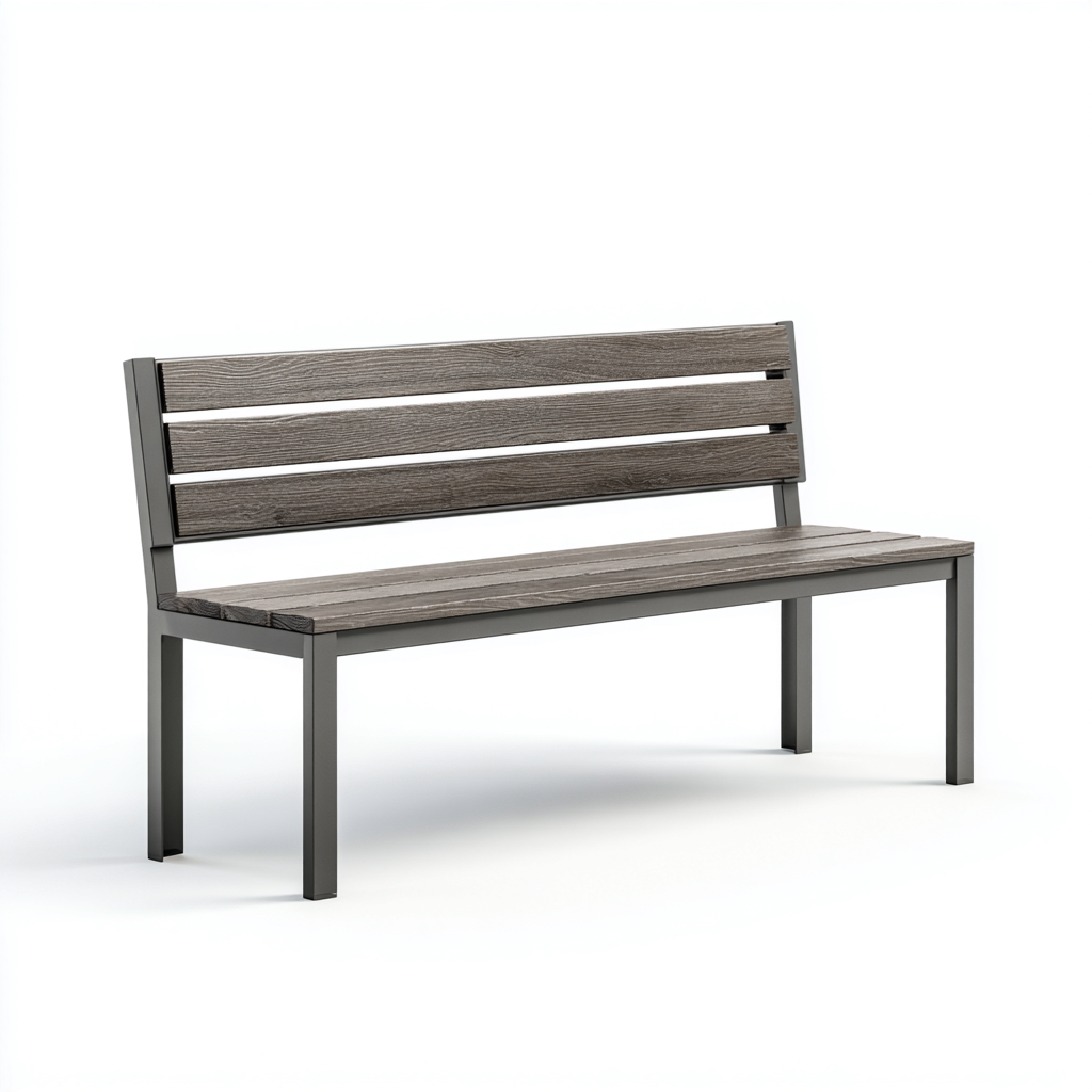 Gartenbank Metall Holz 130x45x82 cm - grau-natur - modern für Garten-Havengoio